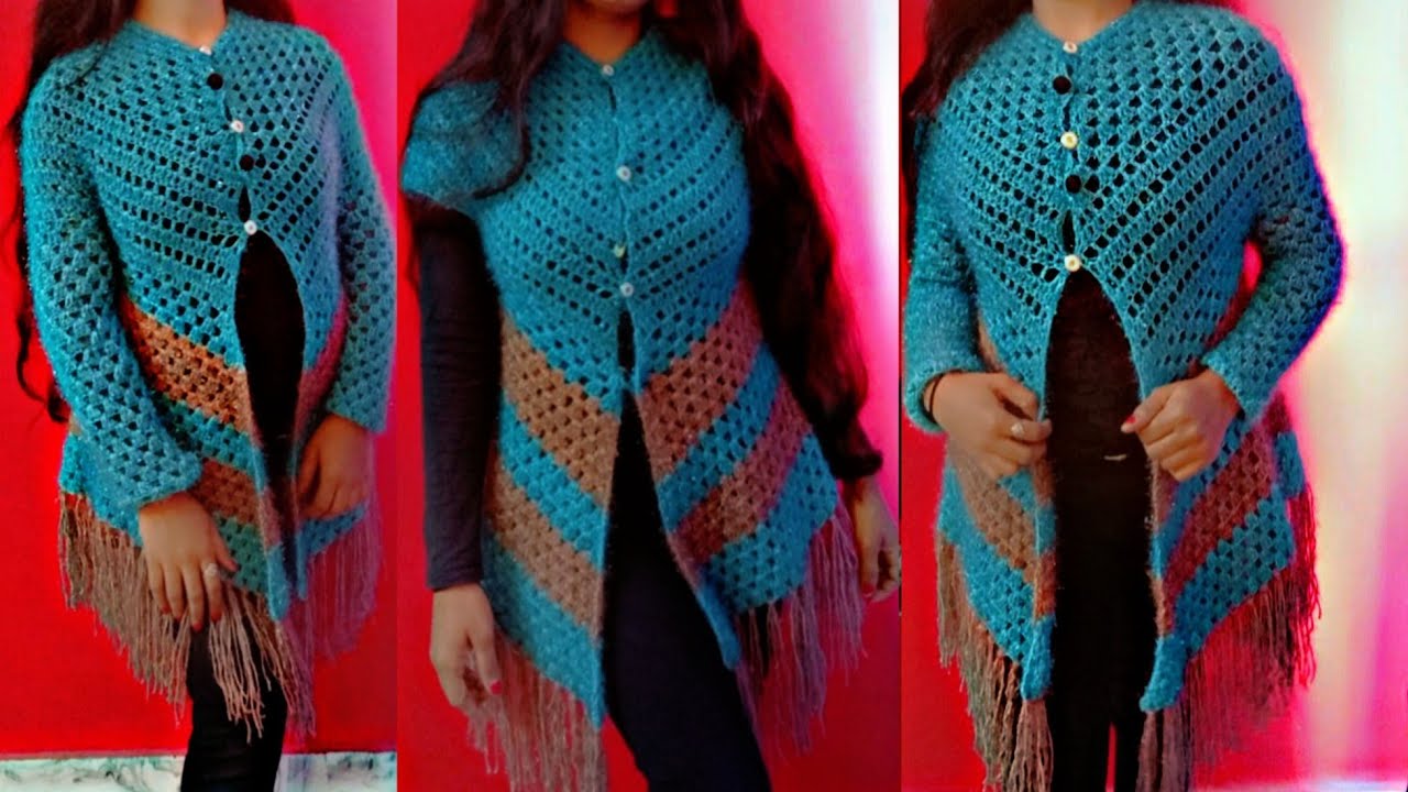 ये देखे poncho वाला स्वेटर |crochet sweater#19 |allhometips
