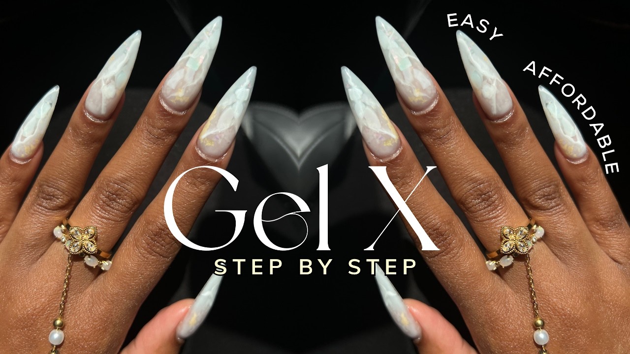 Elegant & Simple Gel X Nails at Home | EASY Marble Nails | gel x nails tutorial