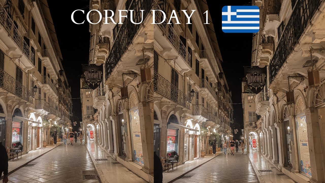 Travelling from ALBANIA to CORFU - NIGHT out in CORFU TOWN