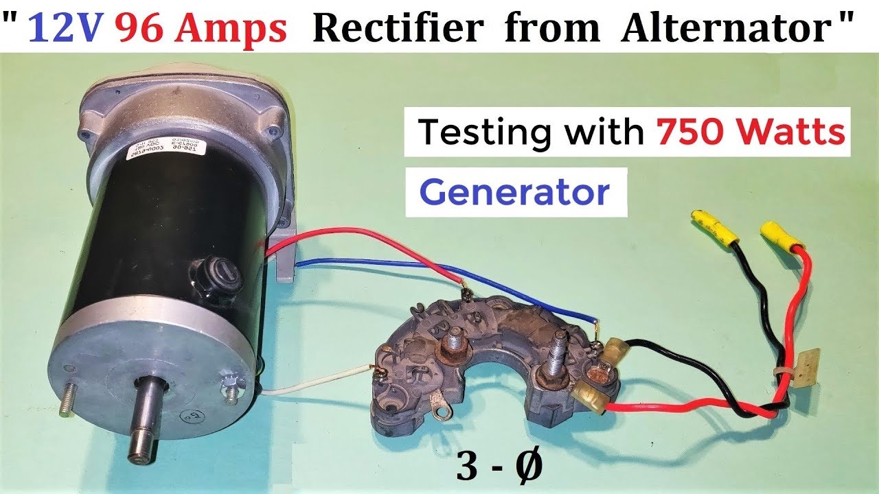 Reuse a 12V 96 Amp Rectifier of Car Alternator & Convert AC of 750 watt Brushless Generator to DC