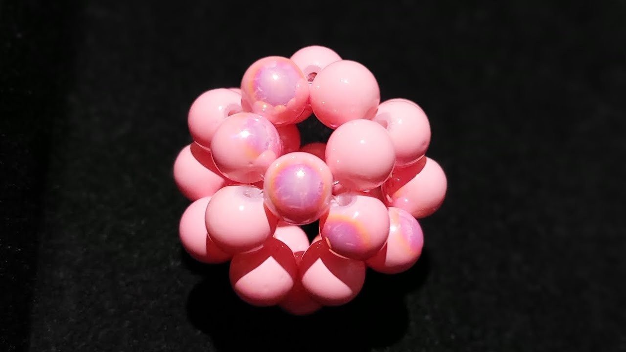como hacer bola de perlas rosa (pentabola) de bisuteria #accesorios #handmade #tutorial