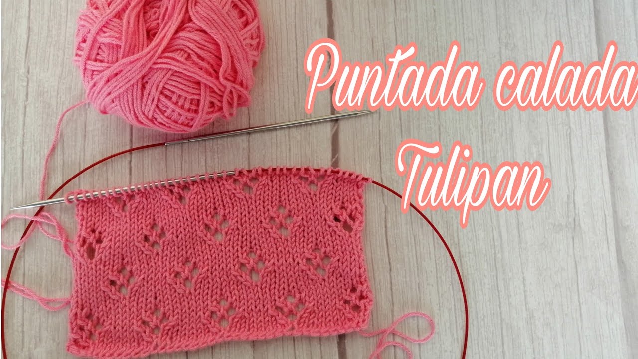 ✅Puntada de tulipán tejida en dos agujas 🥢 🧶