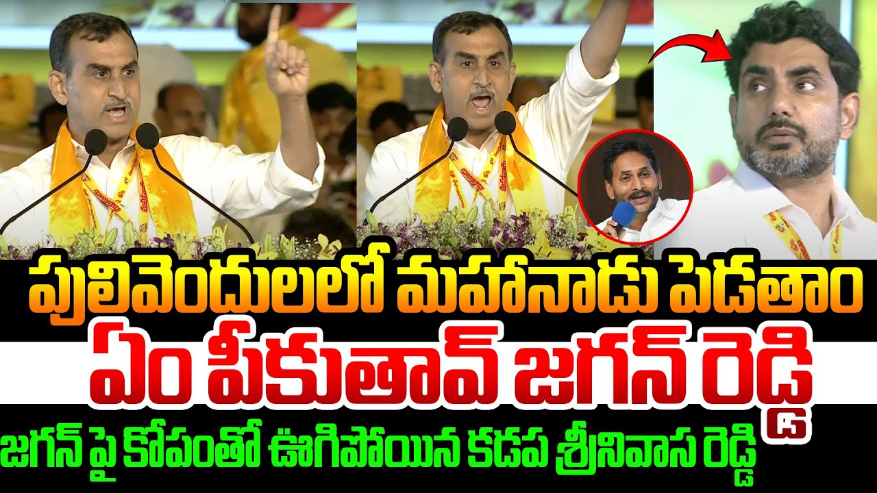 జగన్ పై కోపంతో ఊగిపోయిన కడప శ్రీనివాస రెడ్డి Madhavi Reddy Husband Srinivas Reddy Speech In Mahanadu
