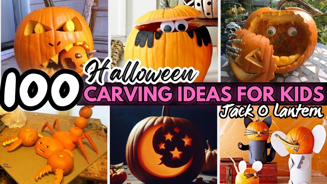 🎃 Cool and Easy Pumpkin Carving Ideas for Kids 2025 Halloween with Jack O Lantern Designs