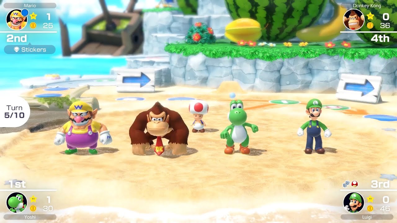 Mario Party Superstars #237 Yoshi's Tropical Island Wario vs Luigi vs Donkey Kong vs Yoshi