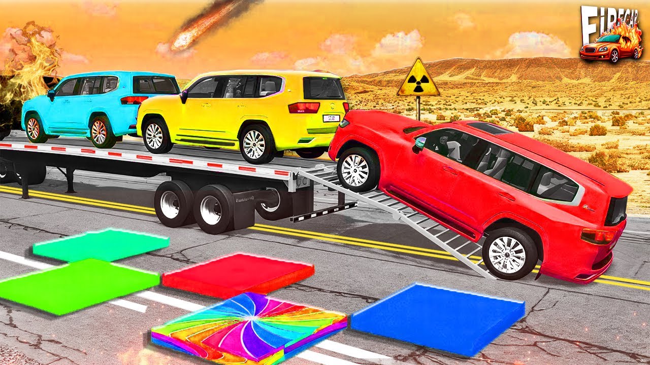 Heavy Car Transport Truck vs Speed Bumps – Realistic Crashes – BeamNG Drive Ep.5 🤯