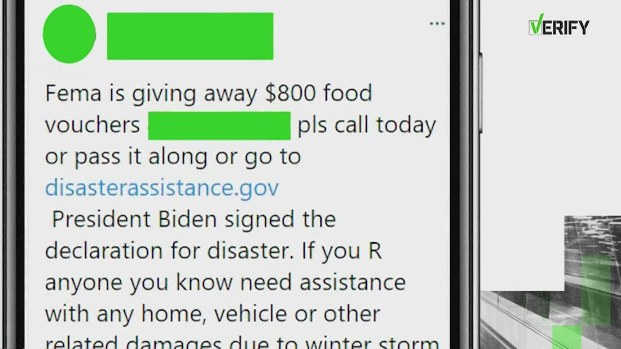 VERIFY: FEMA is not giving $800 food vouchers