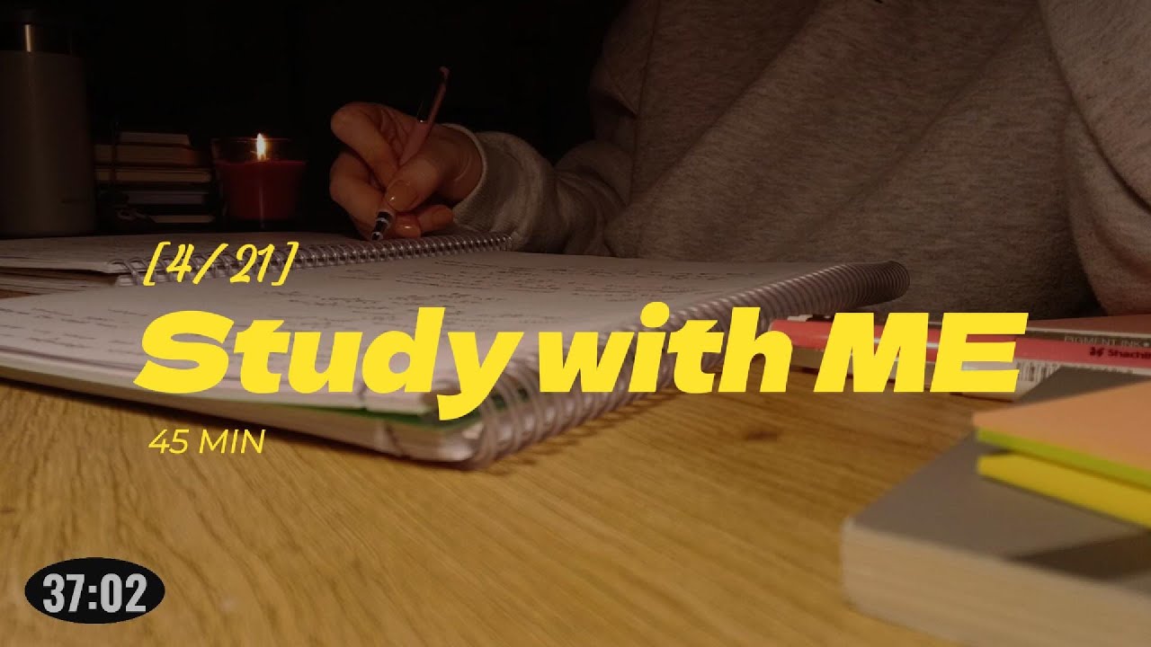 Day 4/21 | Study With Me (45 Min) |  fireplace&pencil ASMR