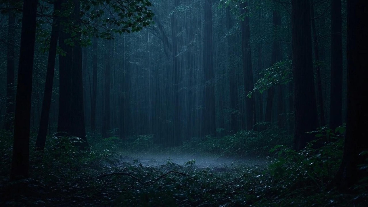 Rain in a Dark Forest at Night 🌲🌧️ | 4K Cinematic Relaxation