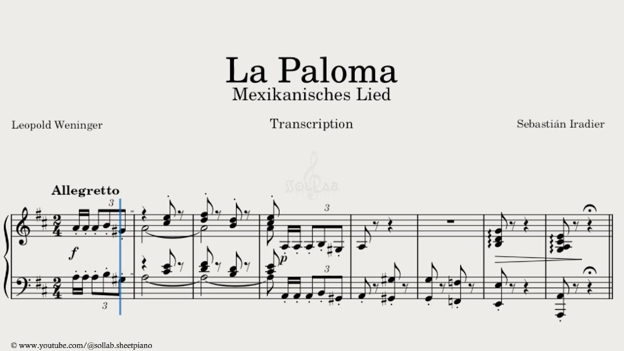 La Paloma – Sebastián Iradier | Piano Sheet Music + Tutorial