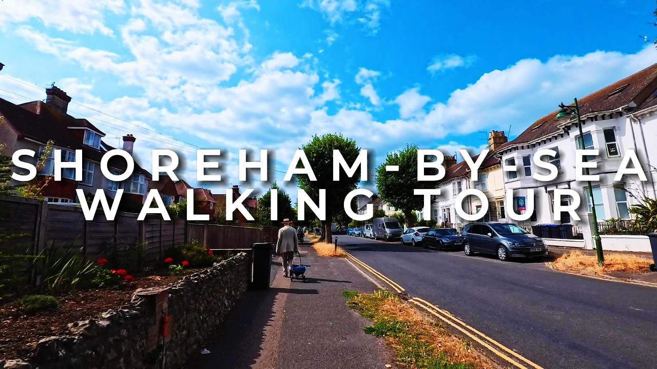 ENGLISH MORNING STROLL - UK 4K WALKING TOUR - Shoreham-by-Sea - Quiet, relaxing, windy - NO talking