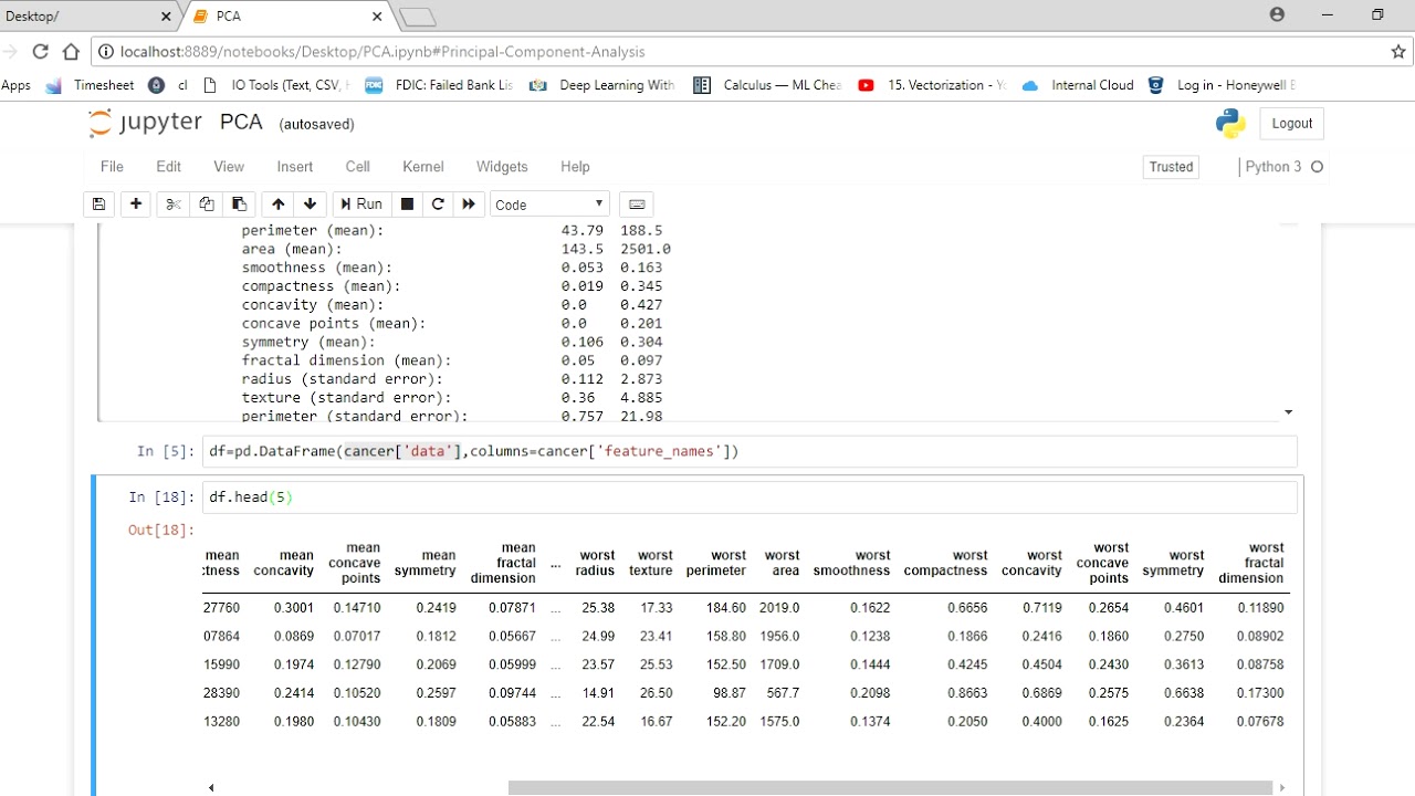 Principle Component Analysis (PCA) using sklearn and python