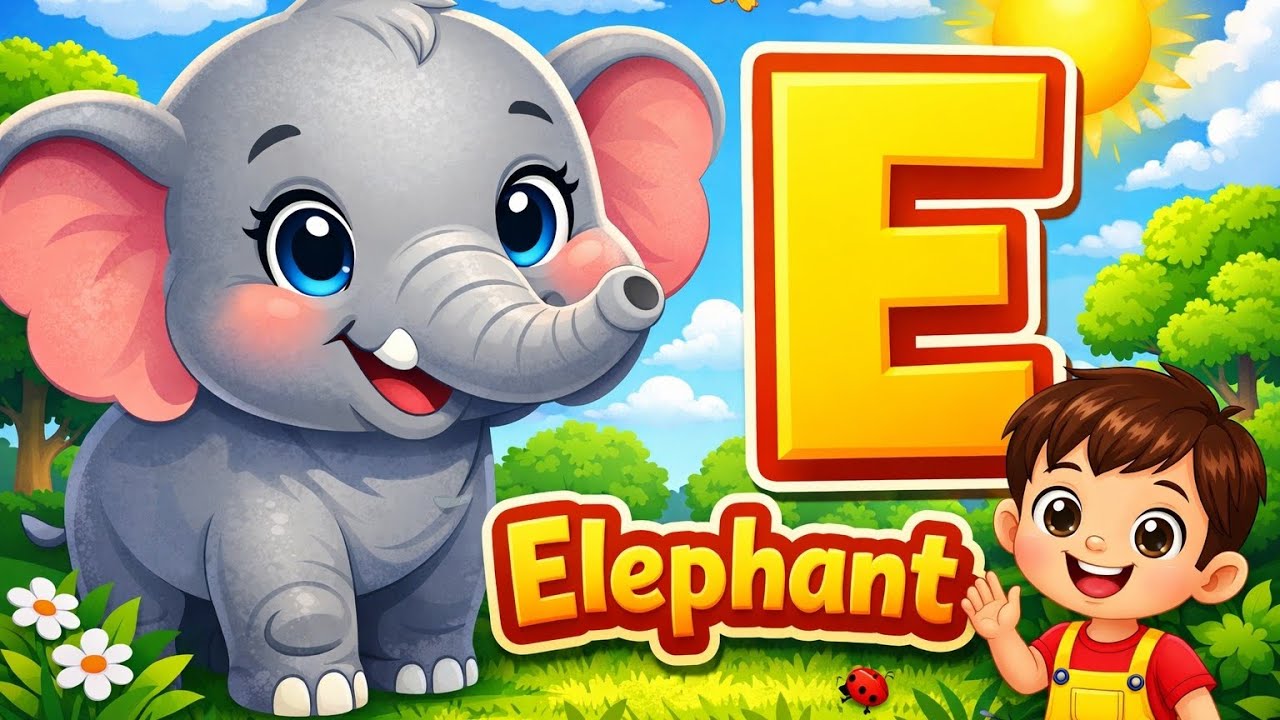 E for Elephant 🐘 | ABC Alphabet Song for Kids | Fun Learning Video