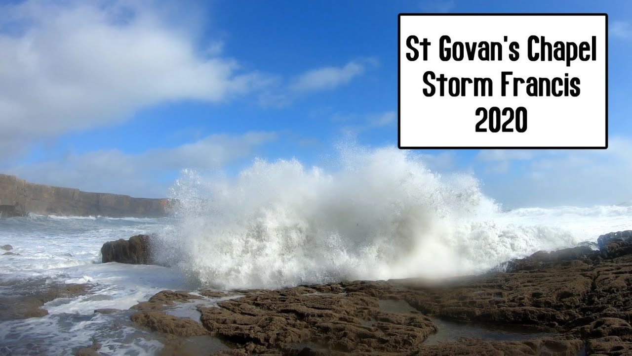 St Govans Chapel, Pembrokeshire - Storm Francis 4K