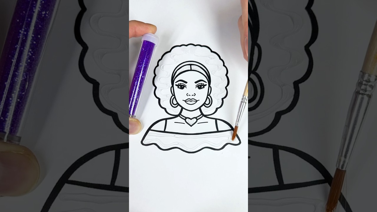 Purple Princess 💜👑💎 #glitterart #glitterart #colorfulcreativekids #princess #purple #afro #color