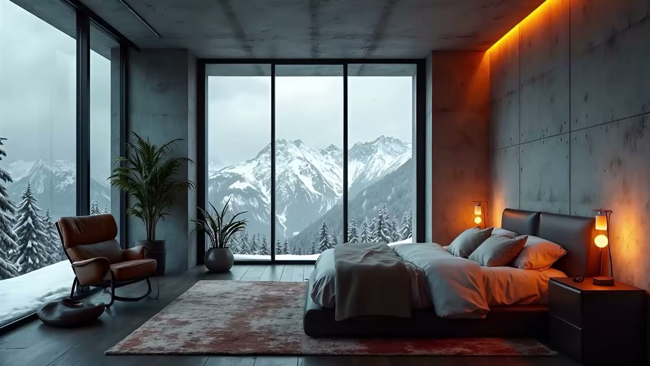 Relaxing Music | Cozy Bedroom in Snowy Mountain | Noetic Sea