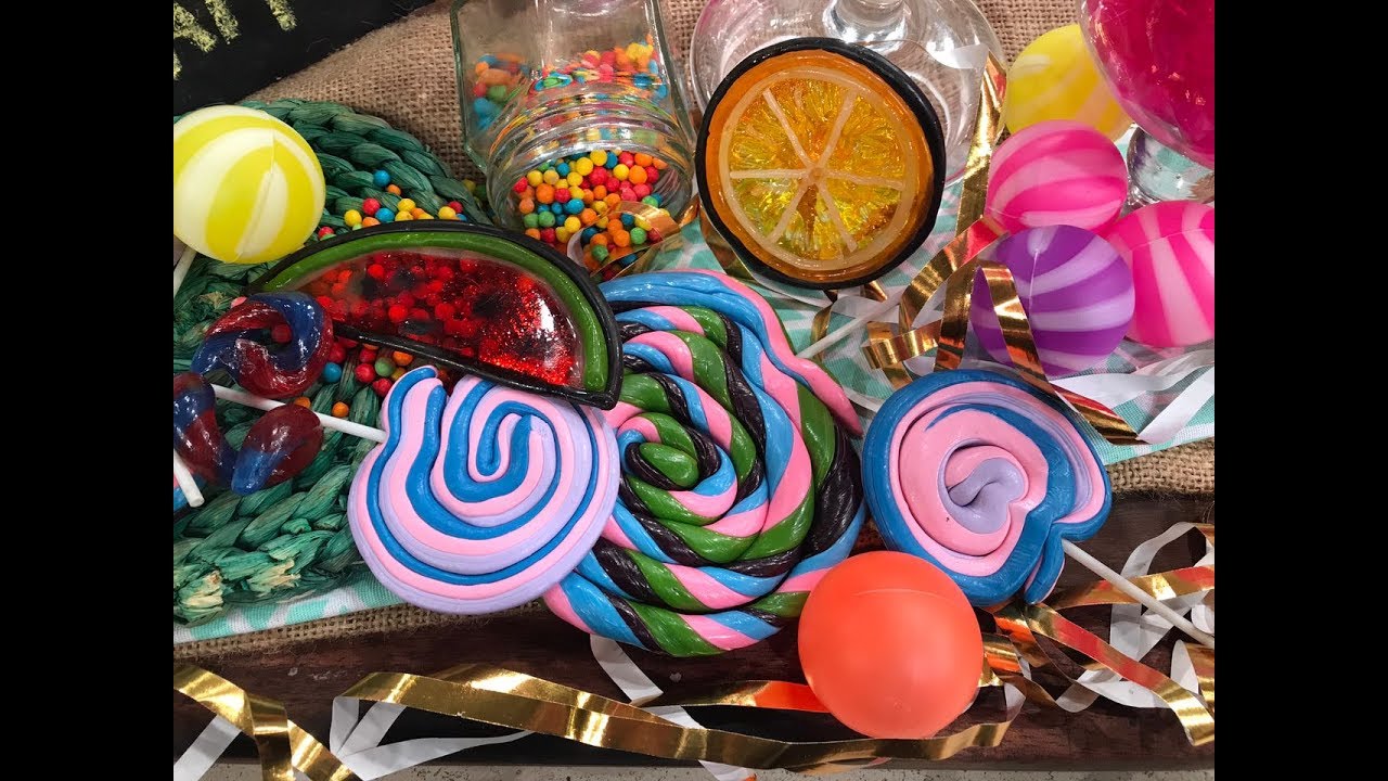 Paletas, frutas y flores de caramelo
