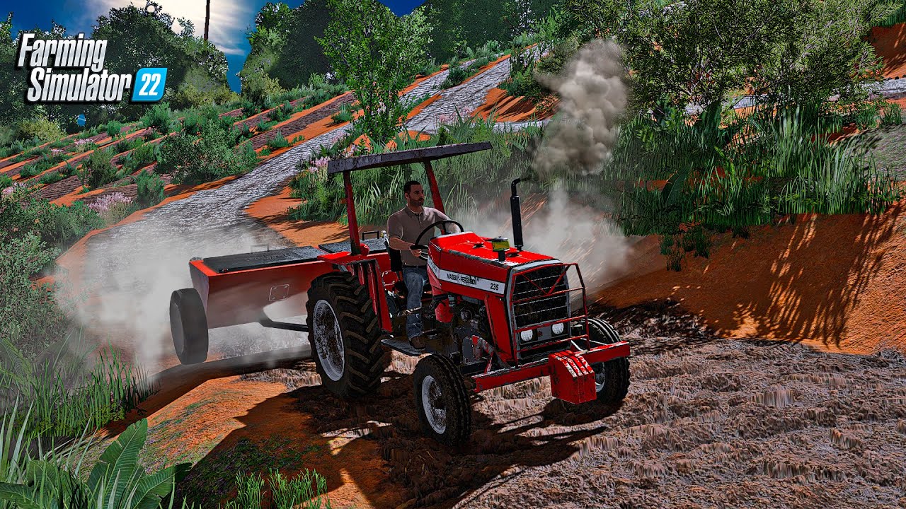 Fazenda simulada #08 | Passando calcário nos terraços do café | Farming simulator 22