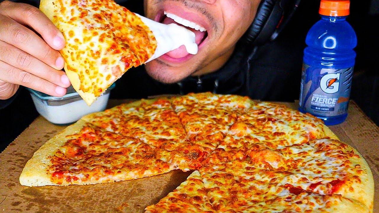 ASMR LITTLE CAESARS CHEESE PIZZA WITH RANCH SAUCE MUKBANG EATING SHOW *BIG BITES* NO TALKING MOUTH