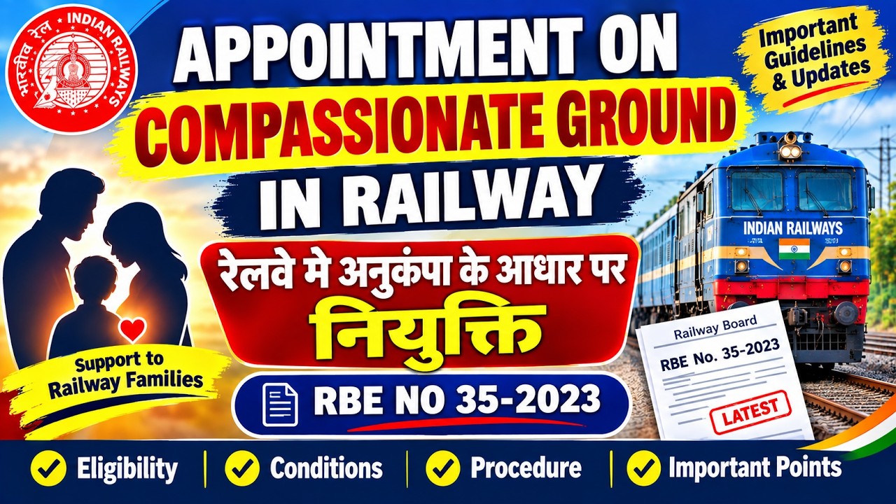 APPOINTMENT ON COMPASSIONATE GROUND IN RAILWAY!! RBE NO 35-2023  अनुकंपा के आधार पर नियुक्ति