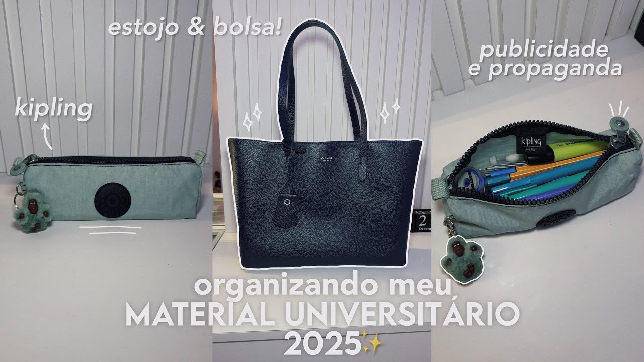 organizando meu material universitário 2025📚💙 *estojo e bolsa*