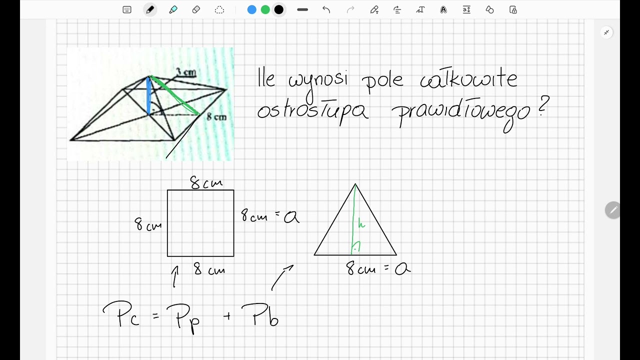 Zadania z Brainly #1 - Ile wynosi pole całkowite ostrosłupa prawidłowego?