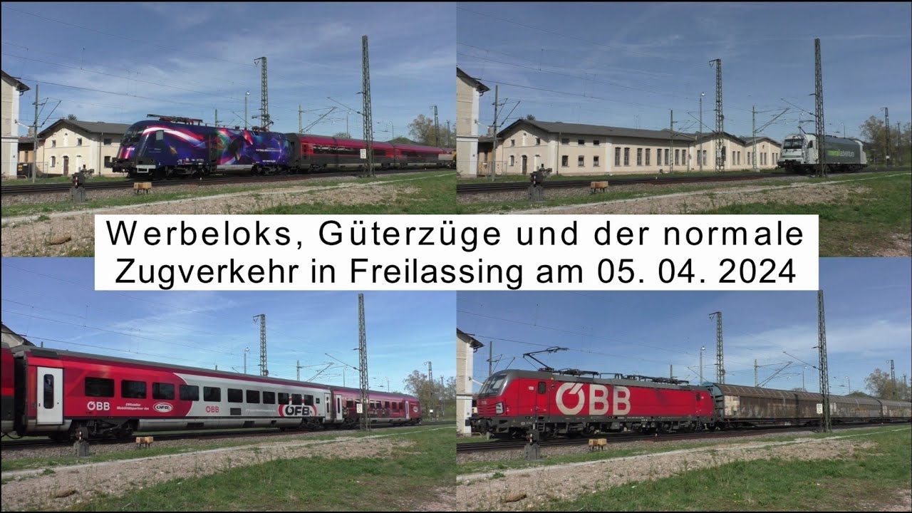 Werbeloks, Güterzüge und der normale Zugverkehr in Freilassing am 05.04.2024 - FHD