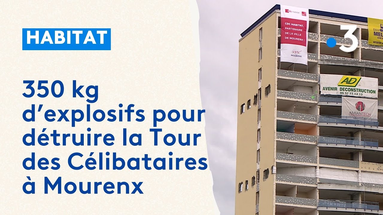 Mourenx : préparation de la Tour des célibataires avant sa destruction
