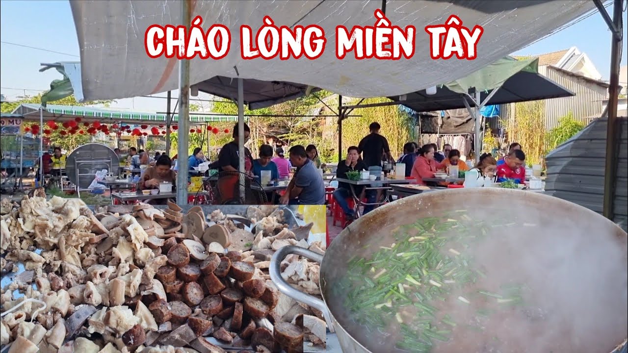 Khách đông khủng khiếp tại quán cháo lòng miền tây 25k có cả dồi chiên 