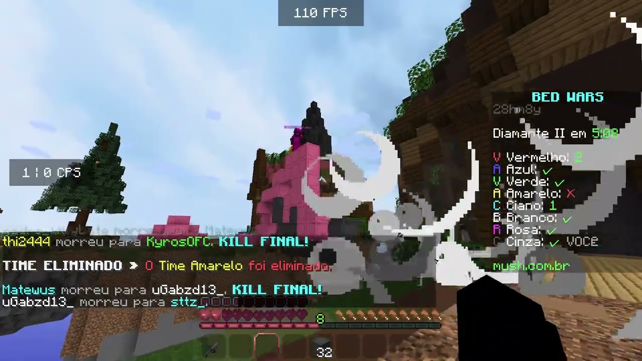jogando bedwars com ping baixo