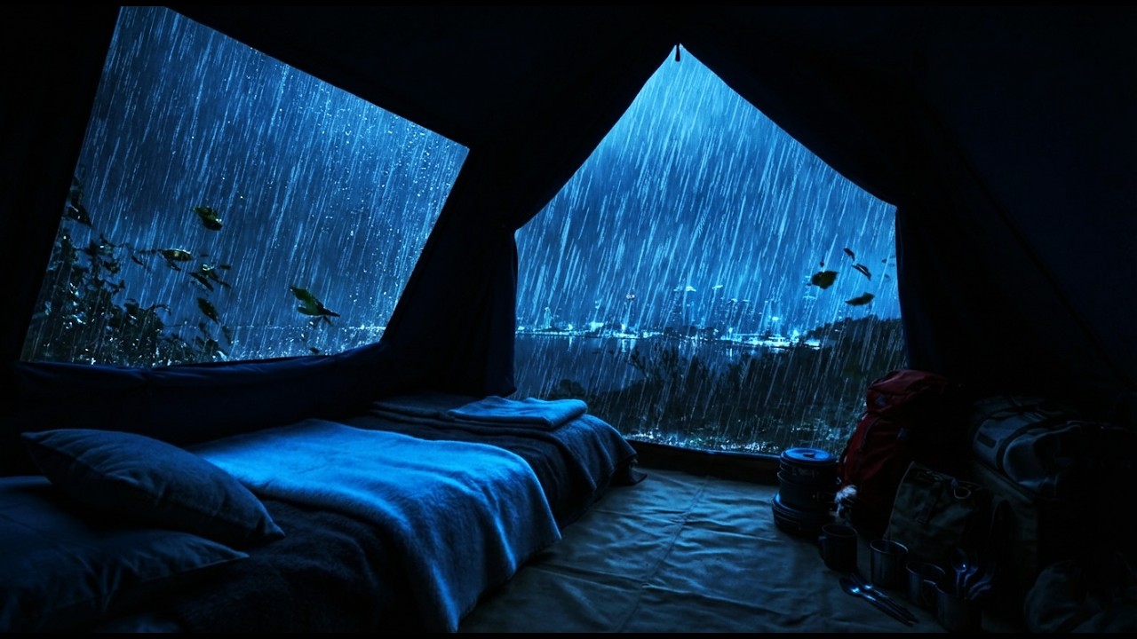 🔴 Torrential Rain Traps a Cozy Canvas Shelter with Rain Sounds for Sleep