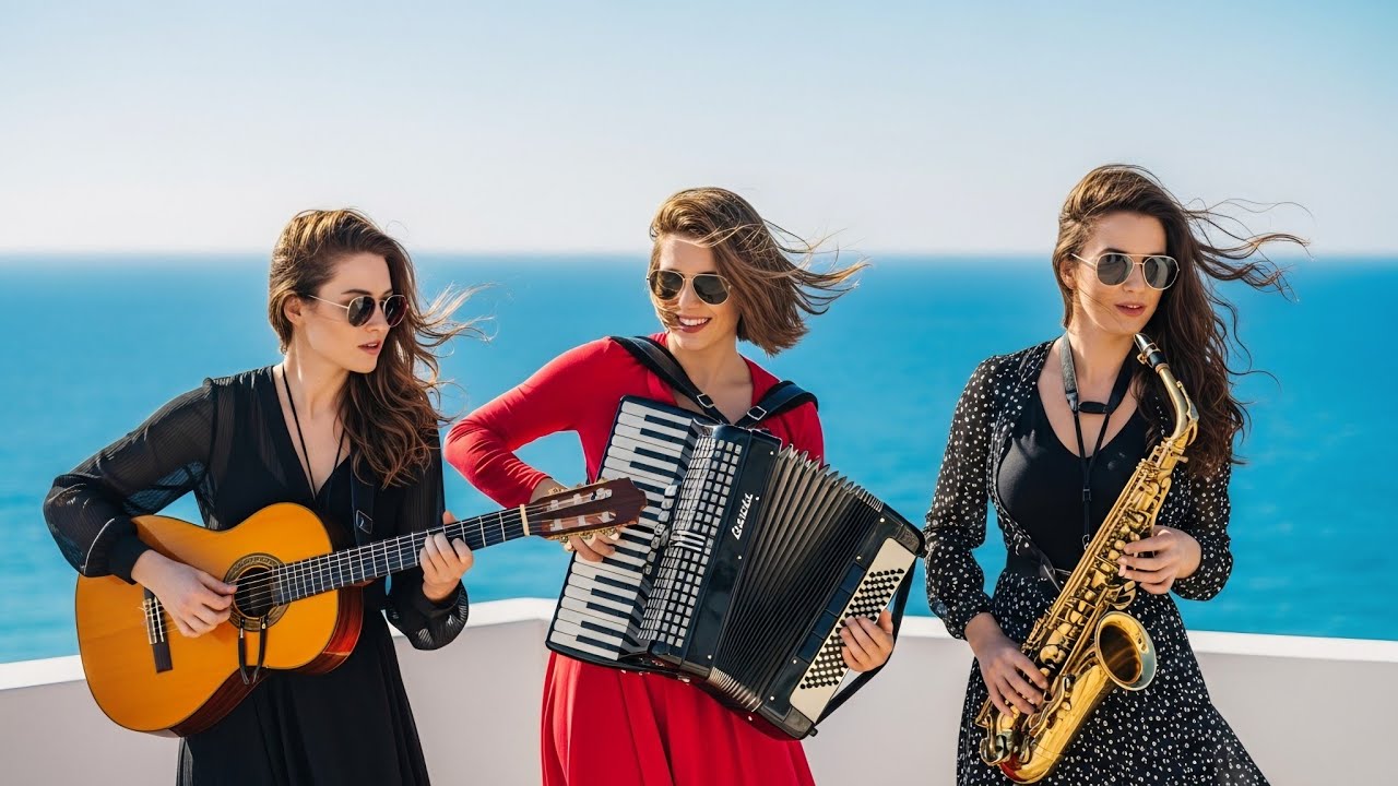 Sunlit Seaside Flamenco 🌊 Joyful Guitar, Accordion & Sax by the Mediterranean Breeze