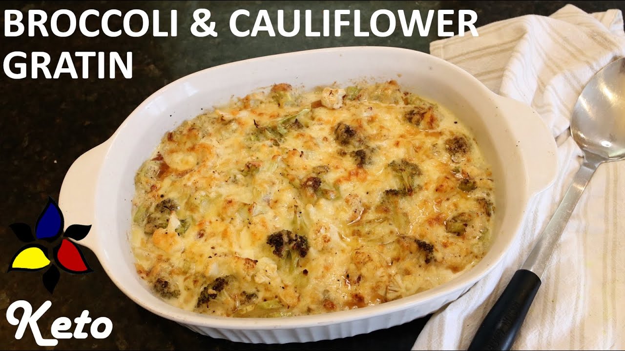 Broccoli & Cauliflower Gratin Casserole &ndash; keto vegetable, gluten free