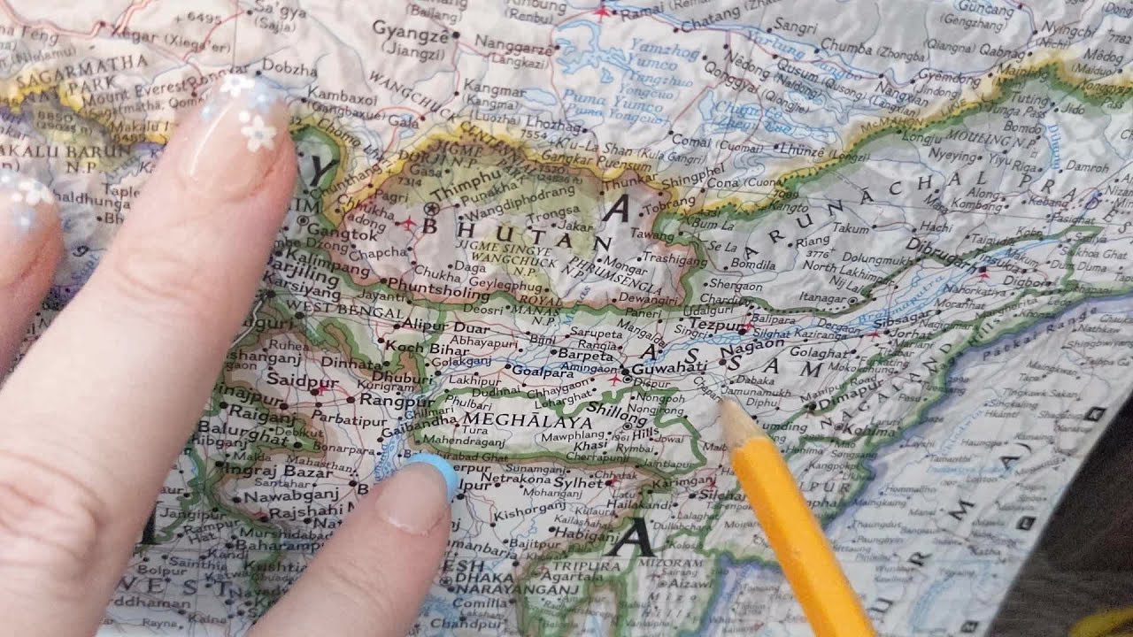 ASMR ~ Assam, India History & Geography ~ Soft Spoken Map Tracing Google Earth