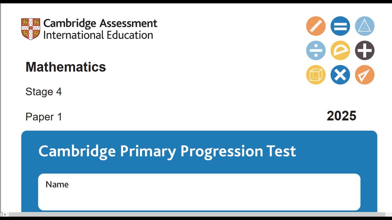 Progression Test Stage 4 2025 Math P1 part 1