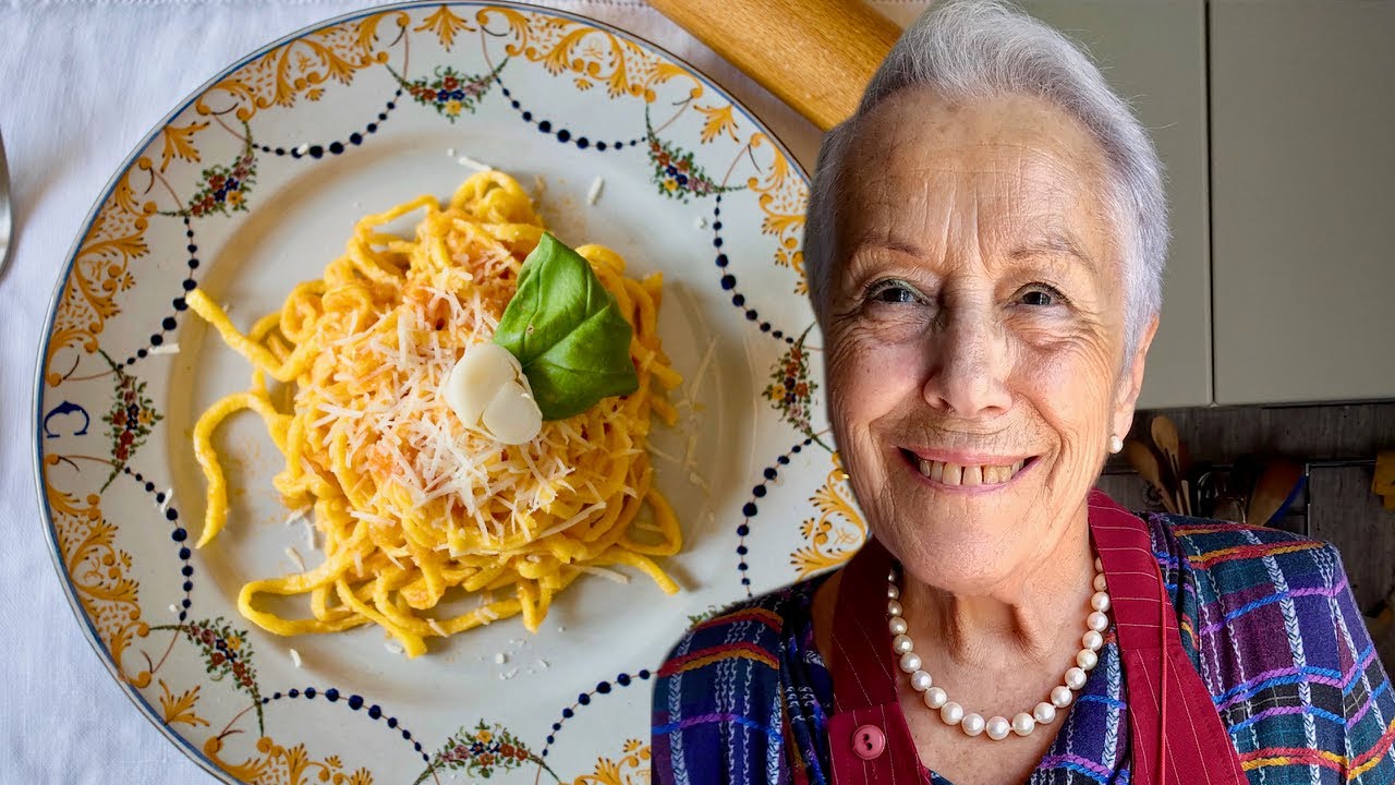 Pasta Grannies share Claudia's shoelace spaghetti with shallots or 'curzul allo scalogno'