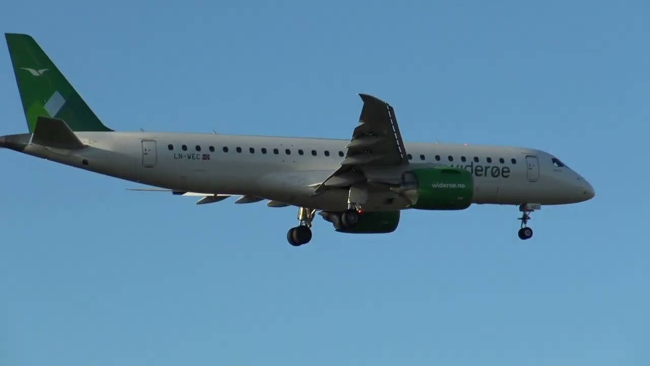 Wideroe Embraer 190-300STD LN-WEC Landing London Heathrow 09L