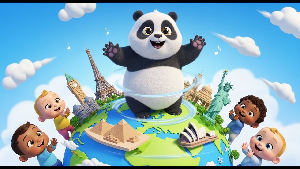 Panda Bear Spinning Around the World 🐼🌍🎵 | Fun Baby Song for Toddlers