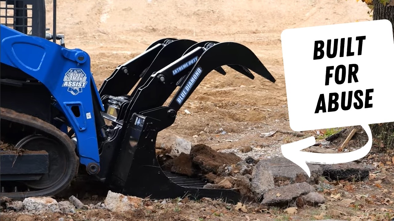 Blue Diamond Severe Duty Rock Grapple Bucket | Best Skid Steer Grapple Bucket Demo
