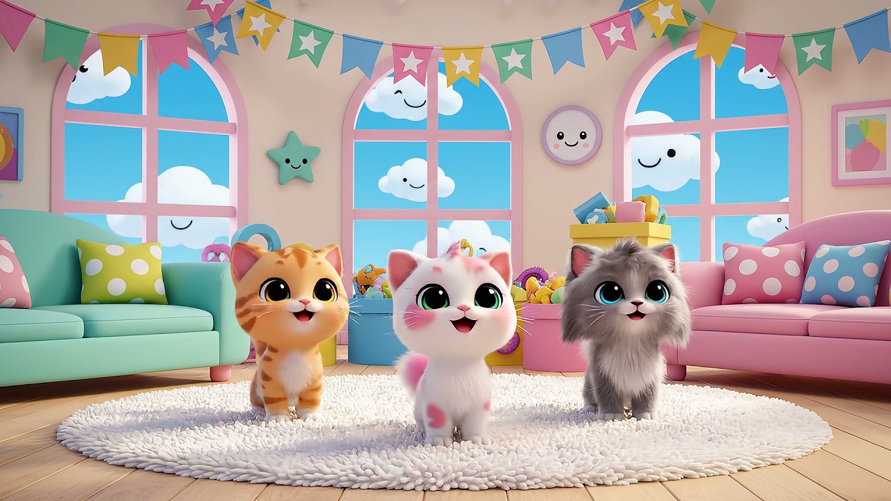Ocho Pequeños Gatos de Juguete Ronronean | Canción de Mascotas y Números para Niños