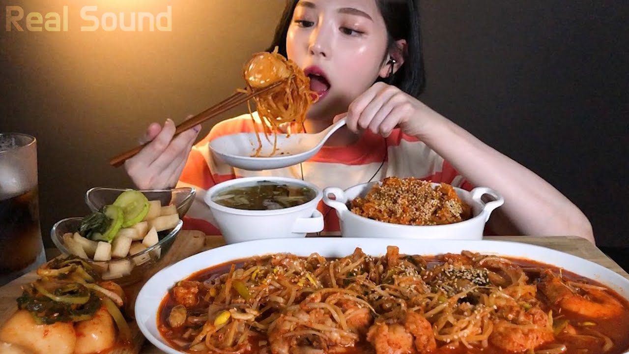 SUB)해물 아귀찜 먹방 볶음밥까지 리얼사운드 Braised Spicy Seafood with bean sprout Mukbang ASMR 아구찜 먹방