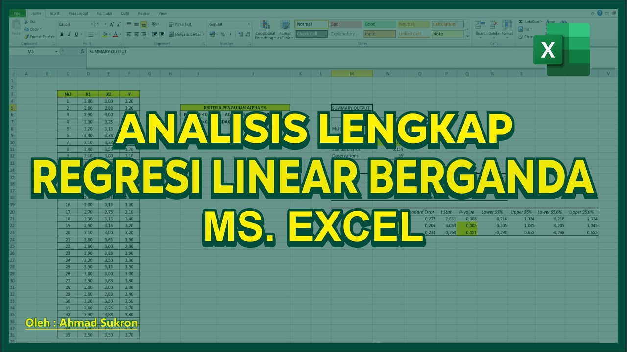 Tutorial Regresi EXCEL ➡️ Analisis Regresi Linear Berganda dengan Excel ‼️
