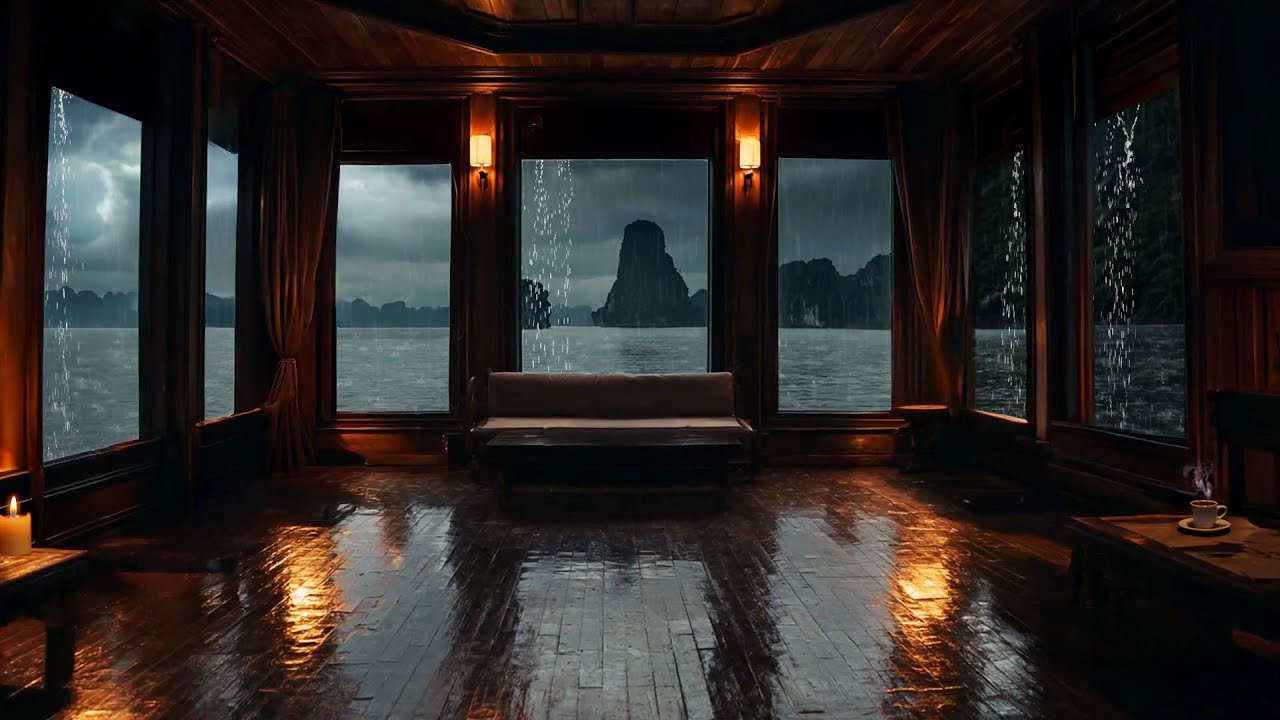 Rainy Window Nook | Gentle Thunder & Crackling Fire for Safe Space Feeling – Emotional Shelter