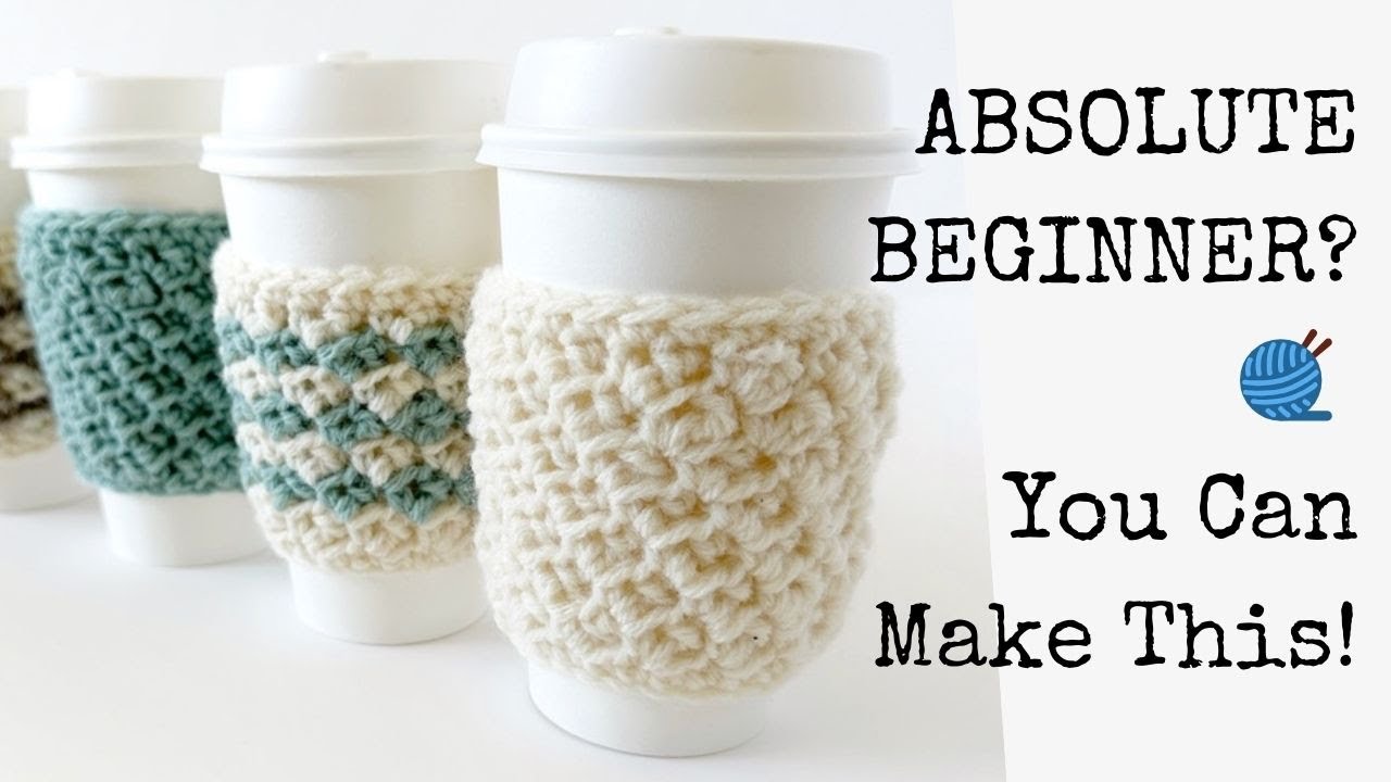 Absolute Beginner Crochet Cup Cozy Tutorial - Crazy Easy Design!