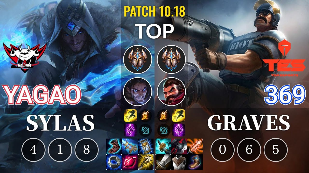 JDG Yagao Sylas vs TES 369 Graves Top - KR Patch 10.18