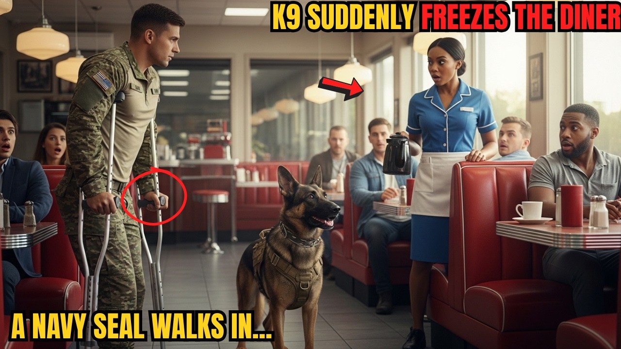 “Can I Sit Here?” Disabled Navy SEAL Asked a Black Waitress — Then His K9 Froze the Entire Diner