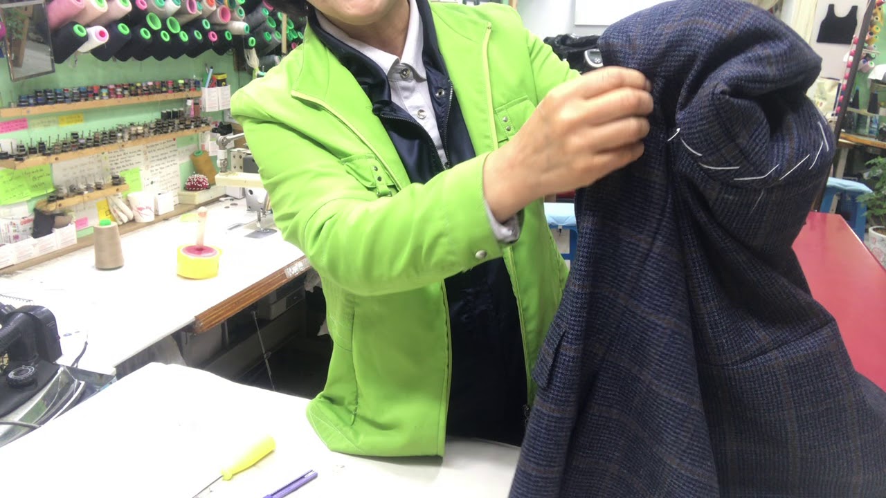 오리지널 맞춤양복 어깨 품 소매통 줄이기1 How to downsize of a man’s dress suit jacket 1