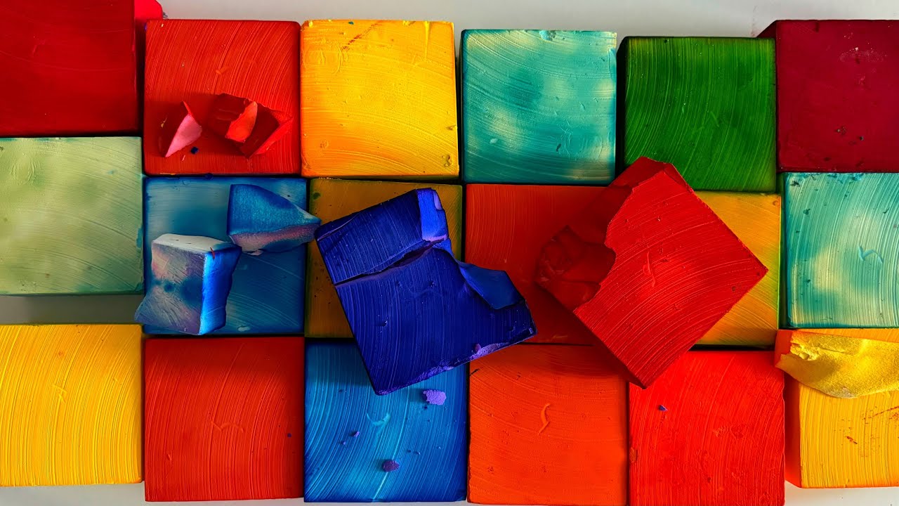 ASMR | Dye Gym Chalk Blocks | Crunchy | Soft | Satisfying #gymchalk #dyechalk #dyedchalk #dye