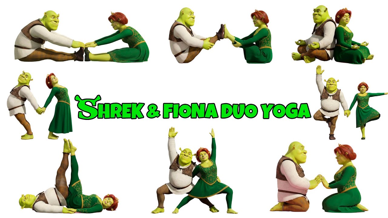 Duo Kids Yoga for Relax with Shrek & Fiona | Yoga x Shrek & Fiona
