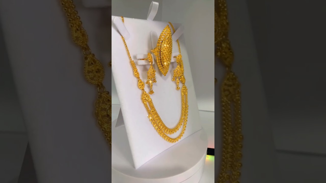 22-k Gold Luxury Necklace Set #dubaijewelry #gold #goldjewelry #jewellery #arabicgold #wedding
